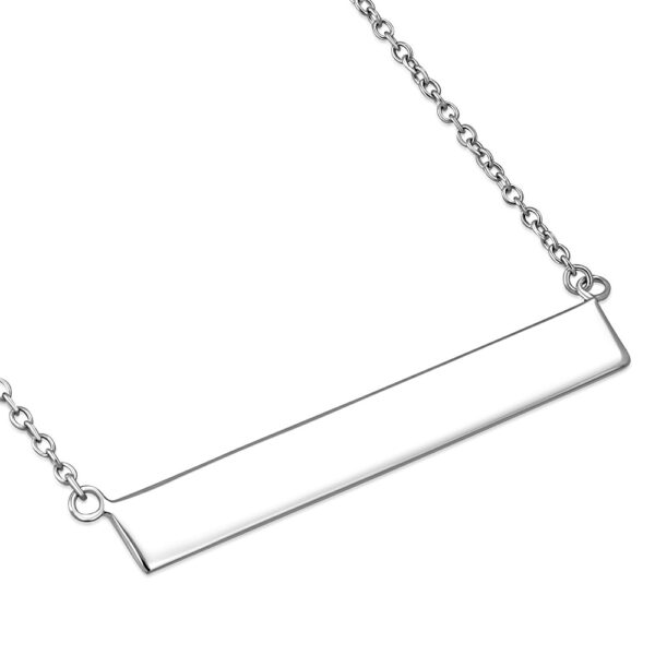 925 Sterling Silver Polished Sideways Bar Pendant Necklace 1.40