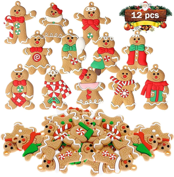 Gingerbread Man Ornaments Christmas Tree Hanging Pendant Xmas Decoration 12 pcs 1
