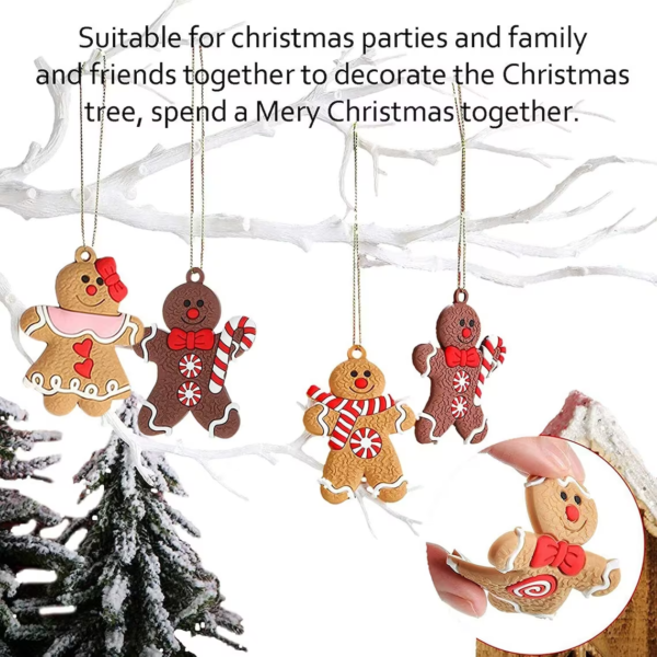 Gingerbread Man Ornaments Christmas Tree Hanging Pendant Xmas Decoration 12 pcs 3