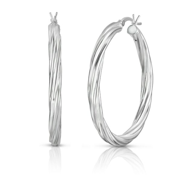 s-l1600 (13) 925 Sterling Silver 14K White Gold Plated Twisted Hoop Earrings, Gift- 40mm