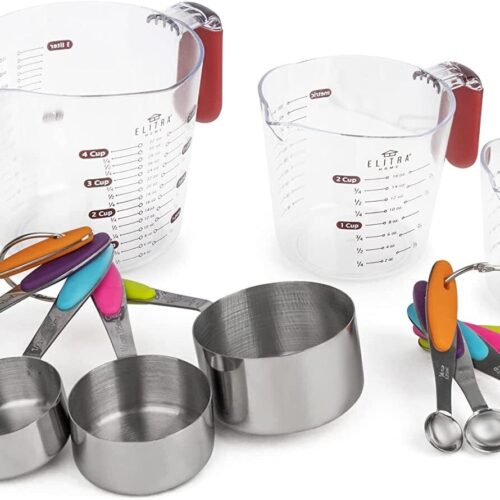 Measuring Cups and Spoons Set 13 Piece 10 Measuring Spoons &3 Measuring Cup