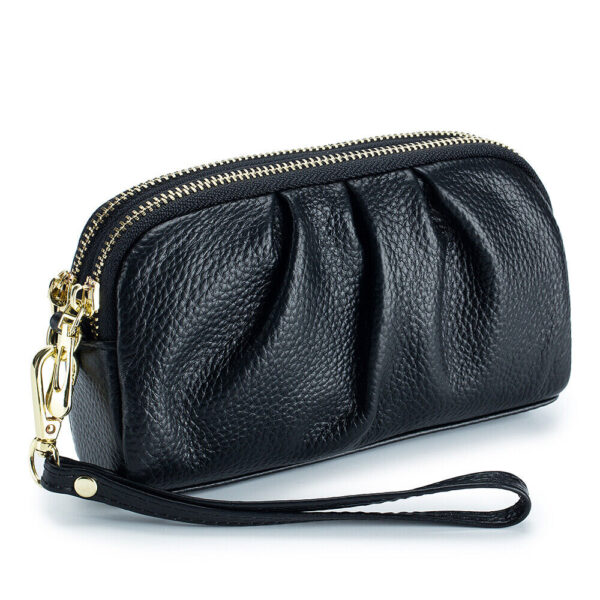 Soft Genuine Leather Cloud Pouch Bag Ruched Bag Dumpling Handbag Wristlet Wallet