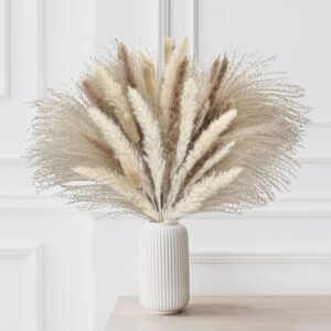 MagicDecor 85Pcs Boho Home Decor Dried Flowers Arrangements White & Natural