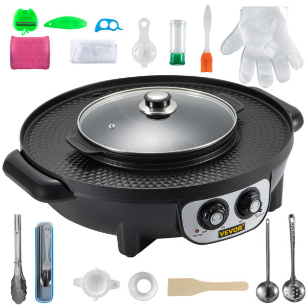 2 In 1 Electric Pan Hot Pot BBQ Frying Cook Grill Kitchen Barbecue Machine 4