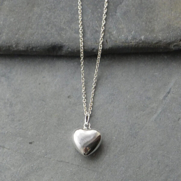 s-l1600 - 2023-11-21T113448.931 Solid Sterling Silver Puffed Heart Pendant Necklace Made In Italy - 18"