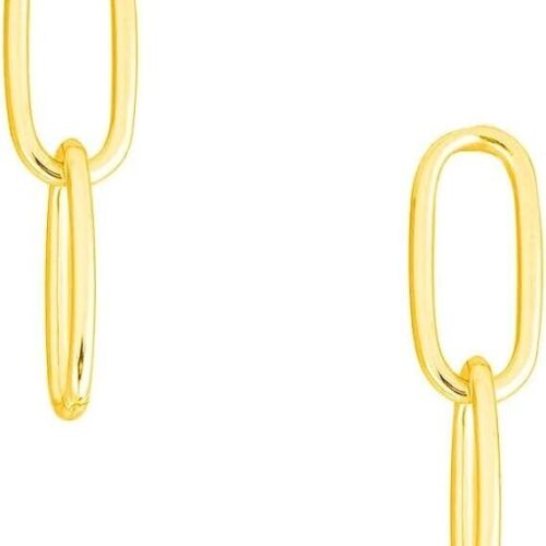 s-l1600 - 2023-11-21T114700.291 Sterling Silver 2 Row Gold Paperclip Chain Dangle Drop Earrings For Women