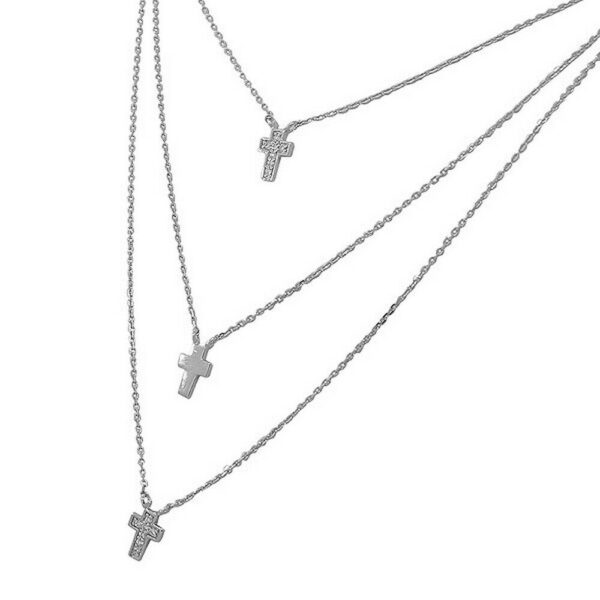 s-l1600 - 2023-11-22T143438.958 Sterling Silver Religious Cross Triple Chain Crystals CZ Pendant Necklace