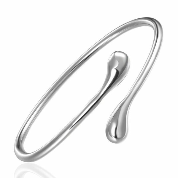 s-l1600 - 2023-11-23T082134.585 Sterling Silver Smooth Tear Water Drop Cuff Open Bangle Bracelet