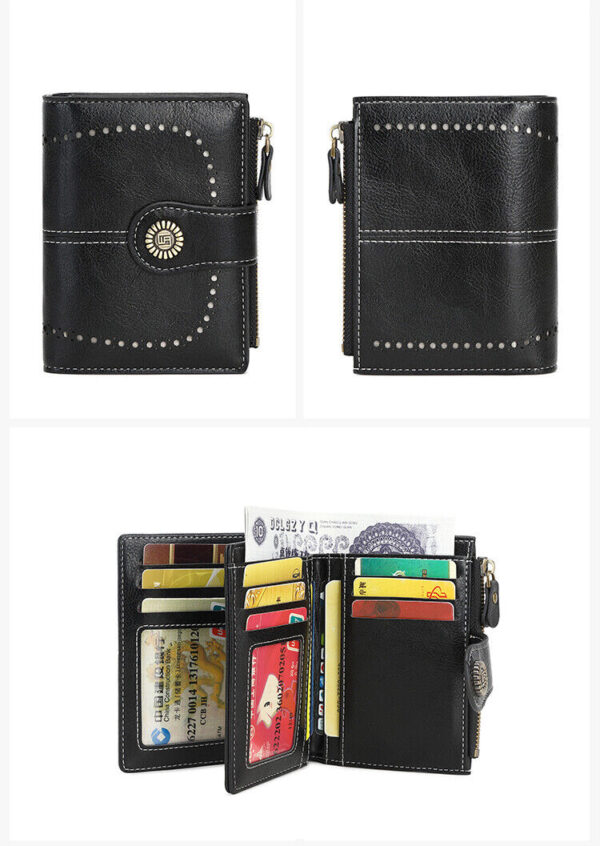 RFID Blocking Women Small Leather Wallet Credit Card Holder Mini Bifold Purse 2