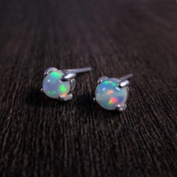 s-l1600 - 2023-11-25T084253.089 White Fire Opal Crystal Healing Delicate Dainty Minimalist 3mm Stud Earrings