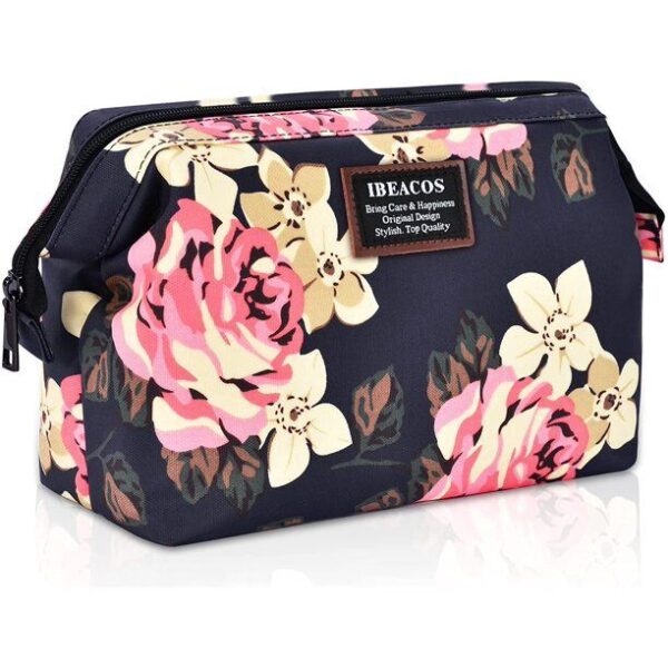 s-l1600 - 2023-11-25T182834.781 Makeup Bag Travel Cosmetic Bag Floral Toiletry Case for Girl Wide Opening Design