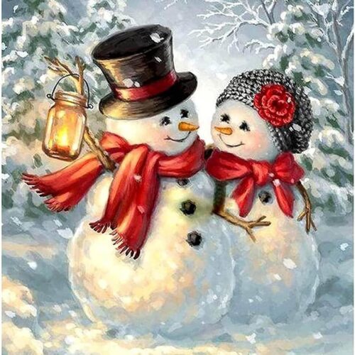 Snowman Diamond Painting Kit, Winter Diamond Art Kit for Adult 5D Christmas Dots