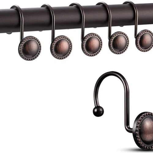 12PCS Oil Rubbed Bronze Rustproof Antique Decorative Shower Curtain Ring Holders