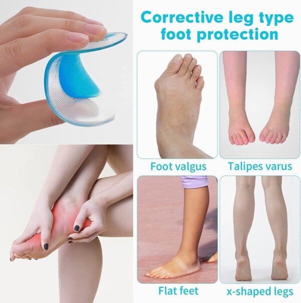 Arch Orthotic Support Insole Corrector Gel Pads Shoe Silicone Inserts Reusable 3