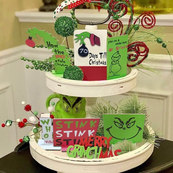s-l1600 - 2023-11-28T184952.435 6 Pcs Set Christmas Grinch Tiered Tray Decor Xmas Holiday House Home Ornament