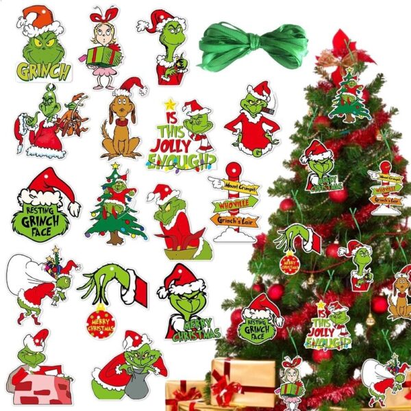 s-l1600 - 2023-11-29T082949.510 32X Merry Christmas Grinch Ornaments Xmas Tree Hanging Decoration Figure Pendant