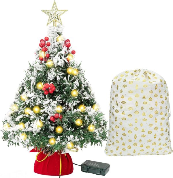 Joyin 24" Prelit Tabletop Christmas Tree with LED Lights, Artificial Mini Tree 1