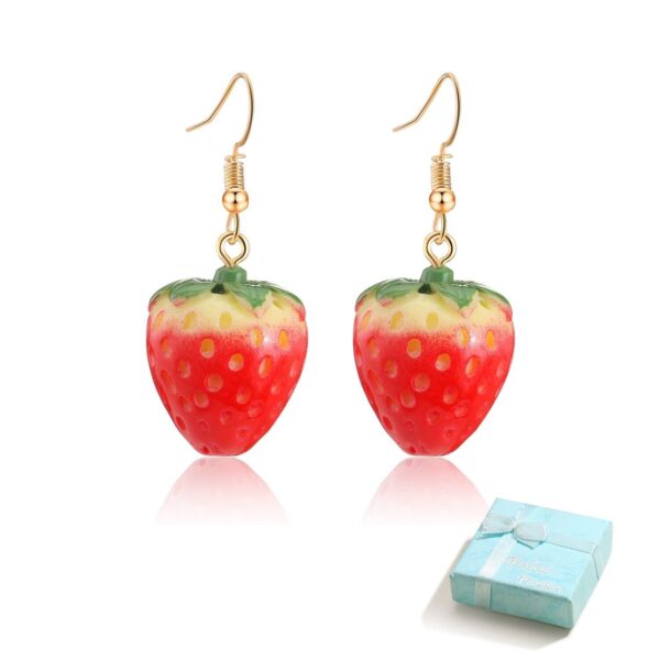s-l1600 - 2023-11-29T112247.727 Buyless Fashion Womens 3D Strawberry Earrings Surgical Steel Acrylic Dangle Drop