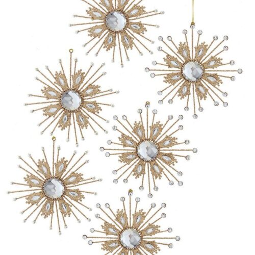 s-l1600 (25) Kurt Adler 5.5In Snowflake With Stone Accent Christmas Ornaments Set Of 6