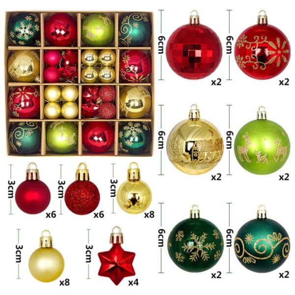 s-l1600 (33) 44Pcs Mixed Christmas Balls Baubles Xmas Tree Ornament Home Hanging Decoration