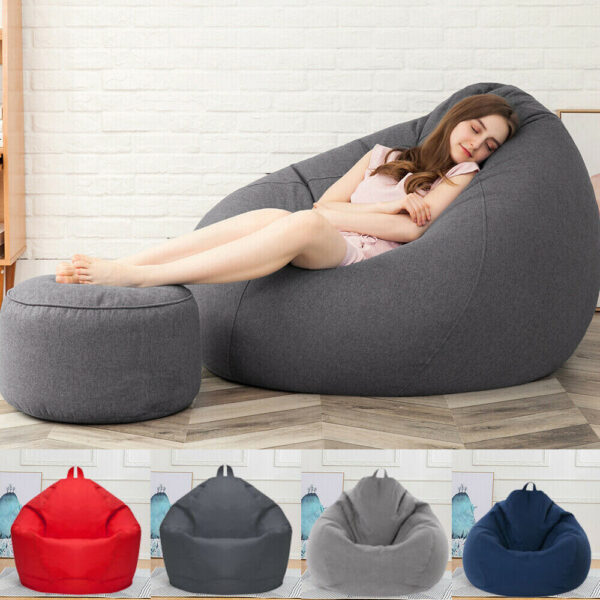 Large Bean Bag Cover Comfy Chair Sofa Lazy Lounger Cover Waterproof Kids Adult