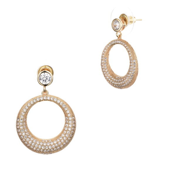 Fashion Girls Circle Shape Dangle Stud Earrings With Stone In Gift Box