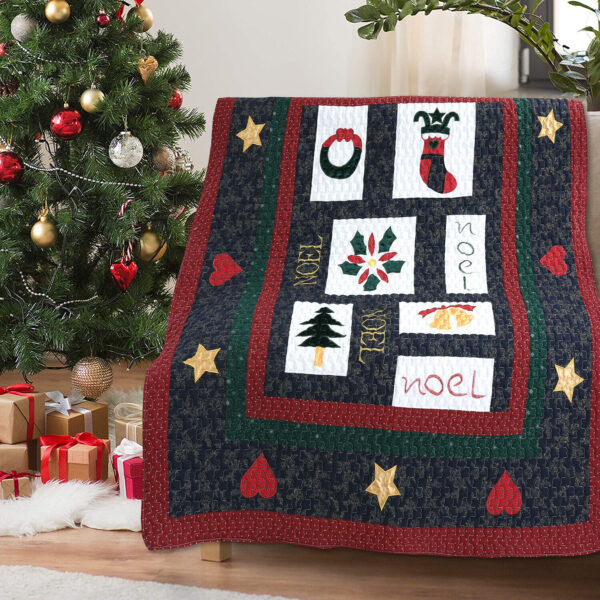 Noel Love Christmas Reversible Cotton Quilted Throw