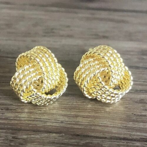 s-l1600 (4) Italian 925 Solid Sterling Silver Gold Love Knot Stud Earrings For Women