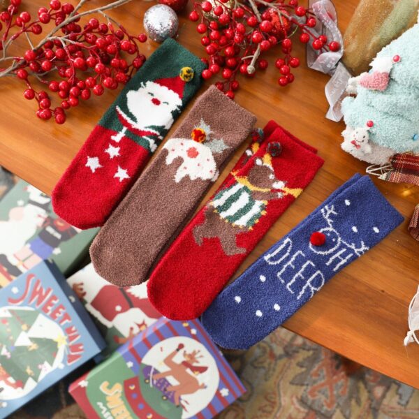 s-l1600 (41) 4 Pairs Christmas Crew Socks Winter Soft Warm Slipper Socks Xmas Gift Lot