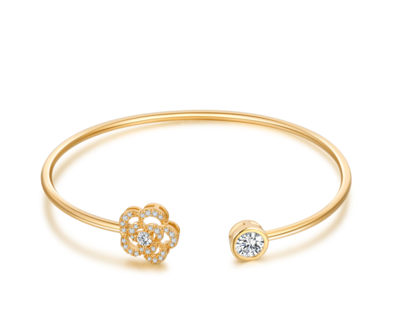 Fashion Girls Flower Bangle Bracelet Jewelry With White Stones 1