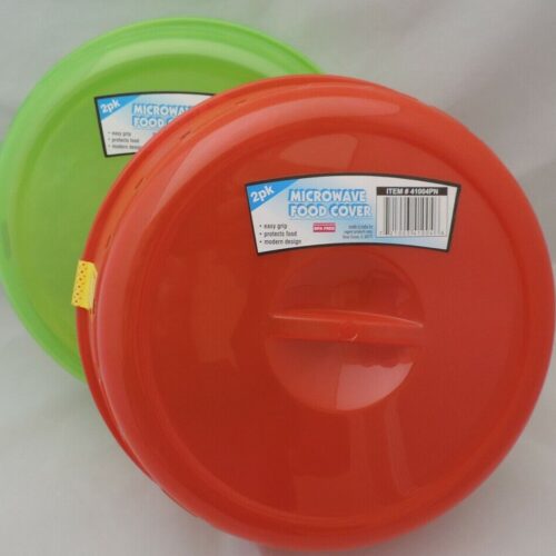 Set of 2 Plastic Microwave Plate Covers With Steam Vents in Lid Food Splatter