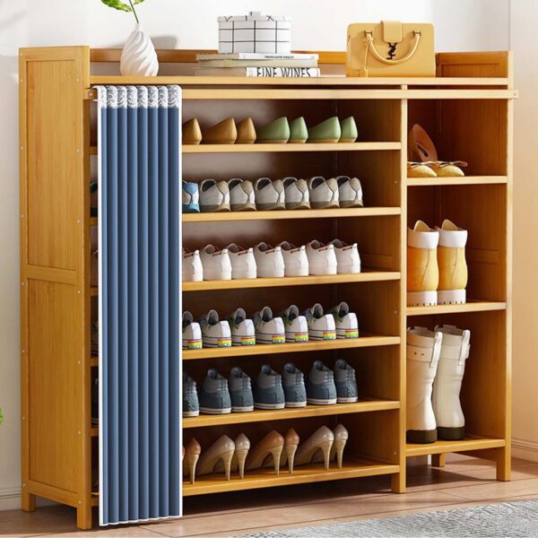 Home Furniture High Quality 6 Tier Wood Bamboo Shelf Entryway Storage Shoe Rack