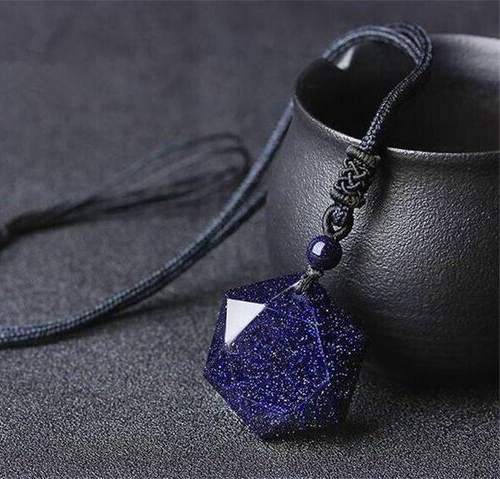 Blue Goldstone Hexagram Talisman Pendant Healing Reiki Women Men Necklace Gifts