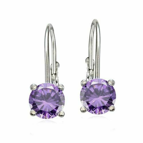 s-l960 (3) 925 Sterling Silver 1.5ct Amethyst 6mm Round Leverback Earrings Round Earrings