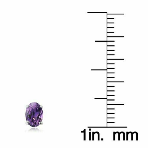 Women's 925 Sterling Silver Earrings Stud Amethyst Oval Purple Earring 3