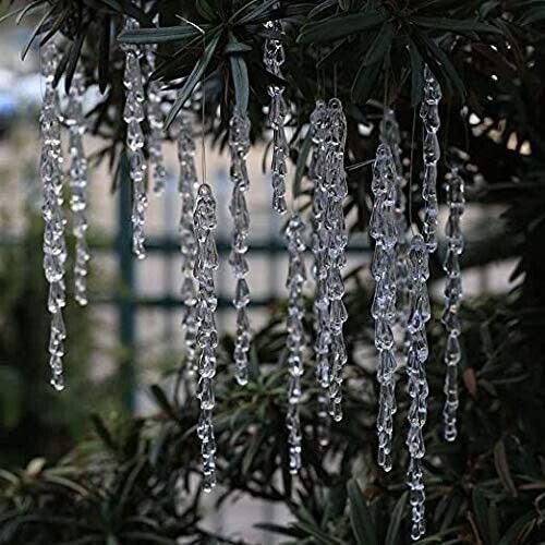 Christmas Tree Clear Glass Icicle Ornaments Decoration Xmas Home Decor Set of 25