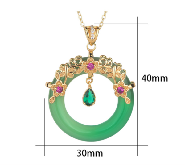 Jade Crystal Pendant Necklace Charm 18K Gold Plated Donut Ring Dainty Gemstone 2