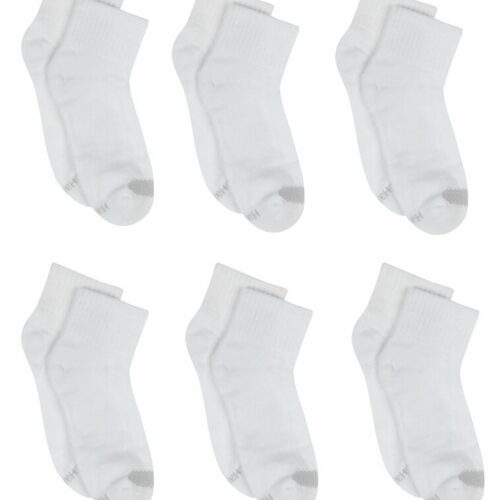 Hanes Ankle Socks 6-Pack Women's Cool Comfort Cushioned White Grey Shoe sz 8-12