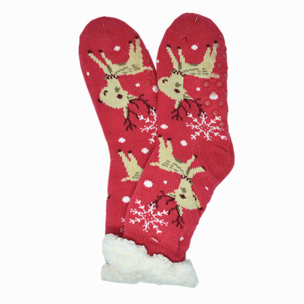 Women Winter Cozy Fuzzy Sherpa Fleece-lined Warm Thermal Non-Skid Slipper Socks