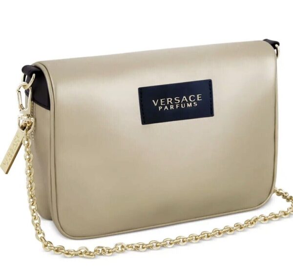 Versace Parfums Gold Clutch Shoulder Crossbody Handbag Purse Pouch Bag New 1