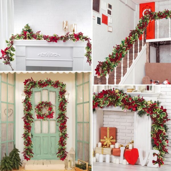 Pre Lit Christmas Garland with Lights Door Wreath Fireplace Christmas Decoration 2