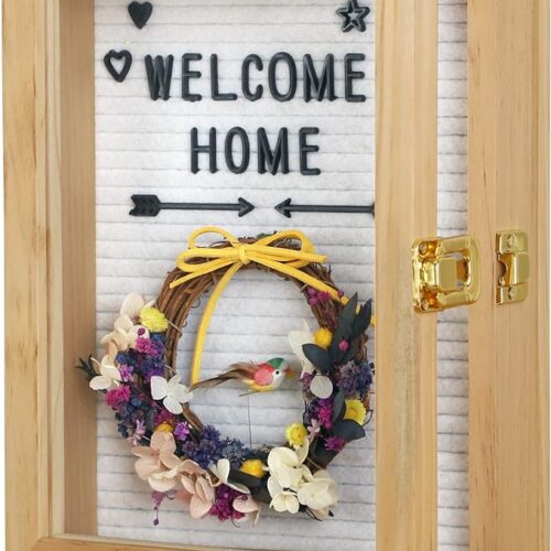 MOHNIC Shadow Box Frame with Changeable Letter Board – 8x10 inch Shadow Box Display Case with Felt Letter Board – Picture Frame, Memory Box for Photos, Artworks, Medals, and More (Natural Wood)