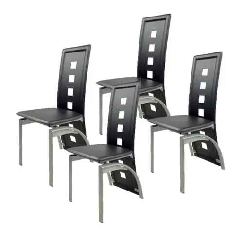 UBesGoo 4 Pcs Dining Chairs, Armless Side Chair with Metal Frame Set of 4 Black and Gray