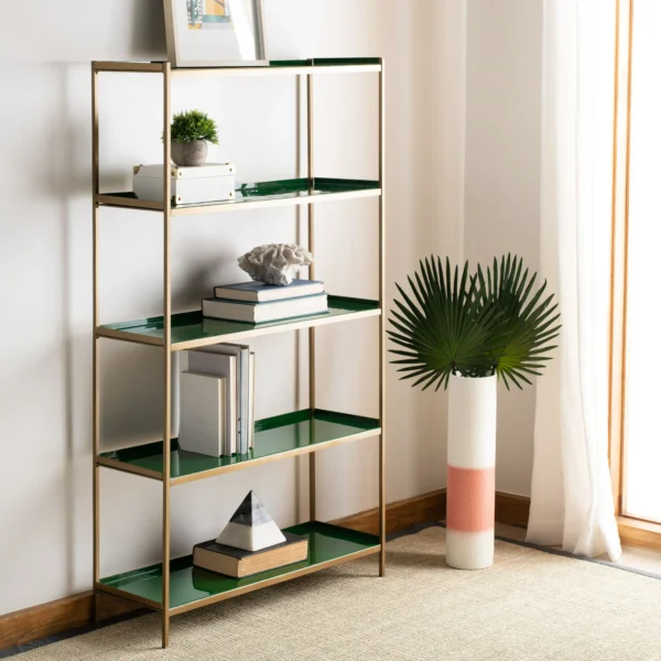 SAFAVIEH Justine Modern Glam 5-Tier Etagere, Green/Brass 1