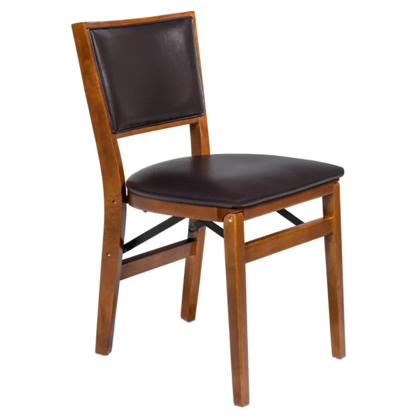 Stakmore Bonded Leather Retro Upholstered Back Folding Chair - Brown (2-Pack) 1