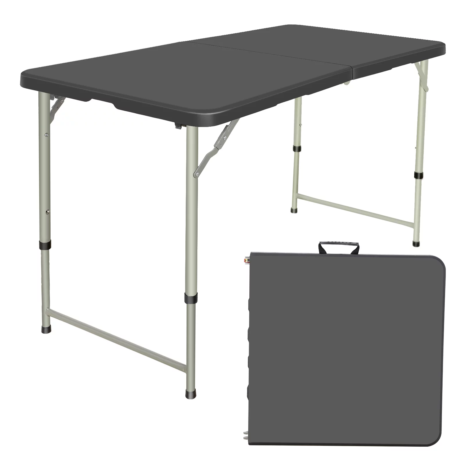 SUGIFT 4 Foot Folding Table Black Indoor Outdoor Folding Card Table