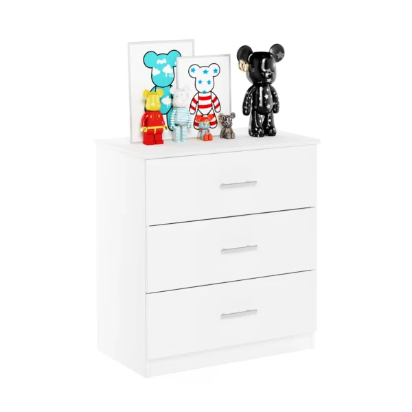 Furinno Tidur Simple Design 3-Drawer Dresser with Handle, Solid White 1