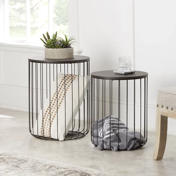 Better Homes & Gardens Storage Nesting Tables, Set of 2, Walnut Finish 1