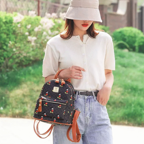 Black Disney Mickey Mouse Women Casual Shoulder Strap Bag Backpack High Quality
