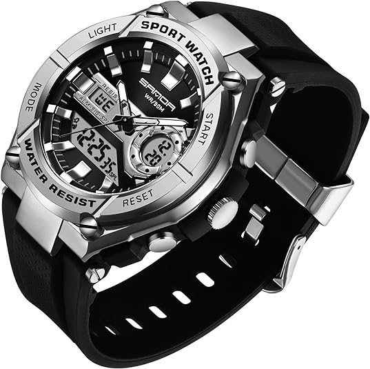 FORSINING Watch for Men, Waterproof Military Digital Analog Watches, Sports Outdoor Wrist Watch Date Multi Function Tactics LED Alarm Stopwatch 1